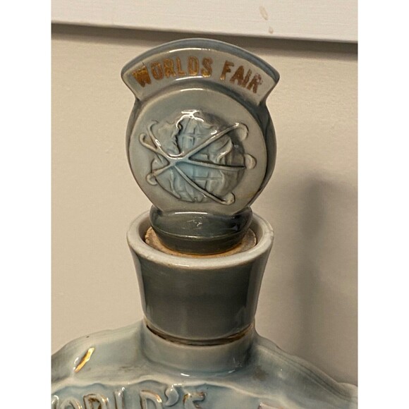 VTG Jim Beam 1964-1965 World's Fair Decanter Bottle Earth Orbit Planet Gold Blue - Picture 6 of 8